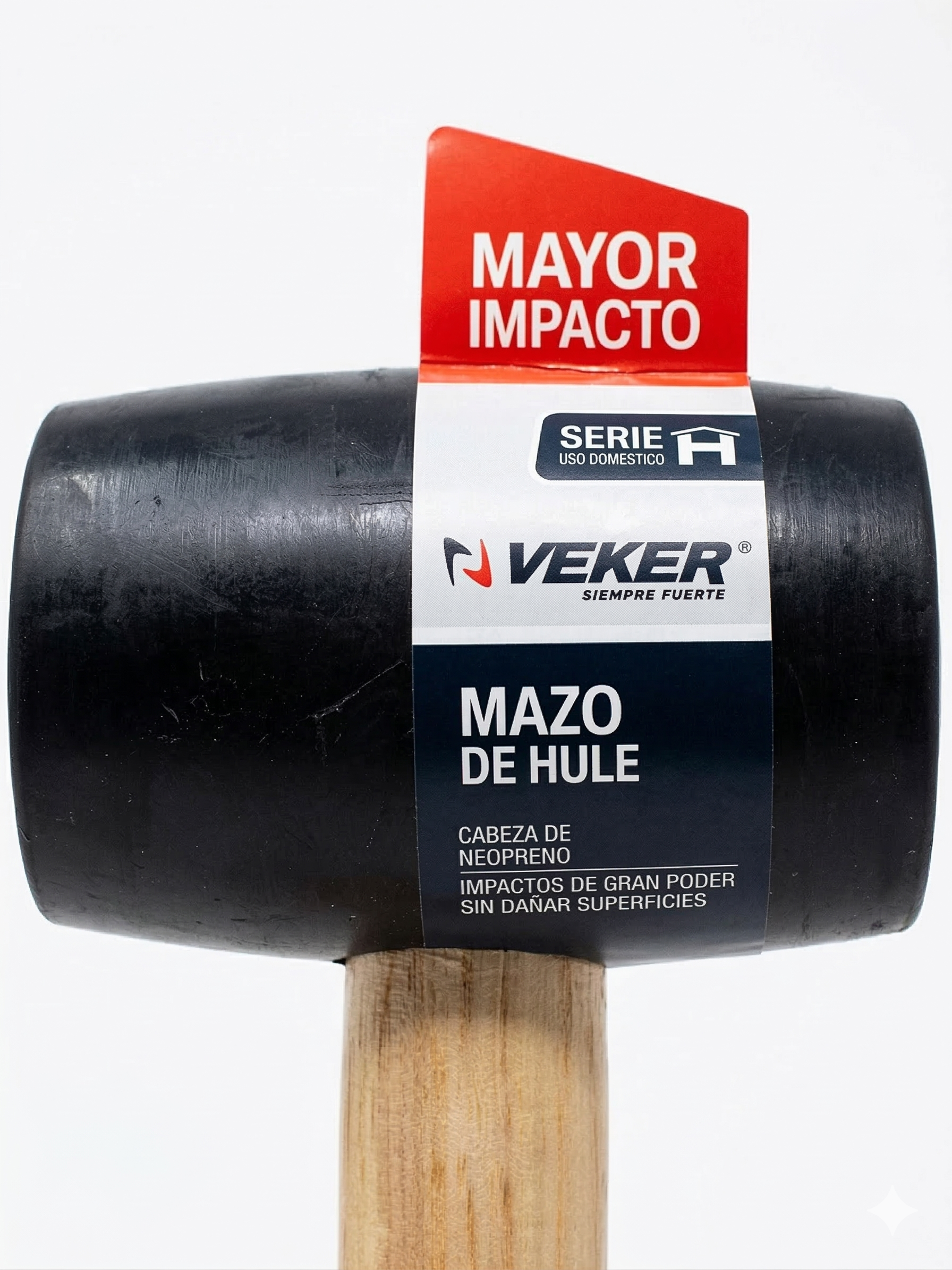 Mazo De Hule Negro 16oz (226gr) Mango De Encino Veker 12304
