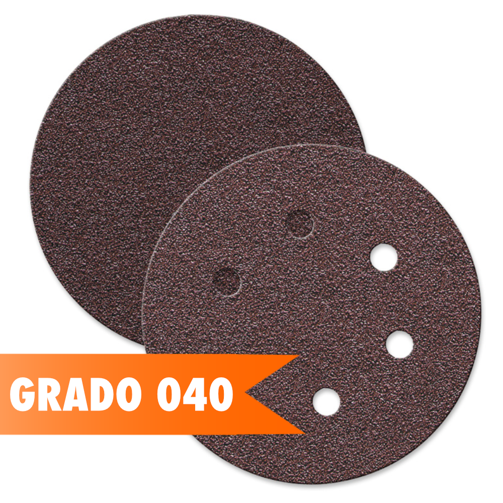 Disco De Lija 5" Grano 40 Con Velcro Perforado 5 Orificios X080 50 Piezas 04218