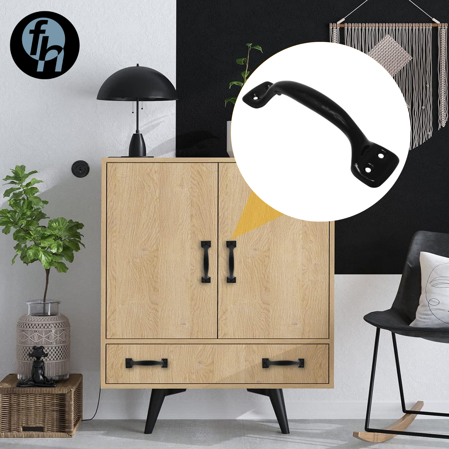 Jaladera De Puente Negro Mate No. 130 Para Mueble 1 Pieza