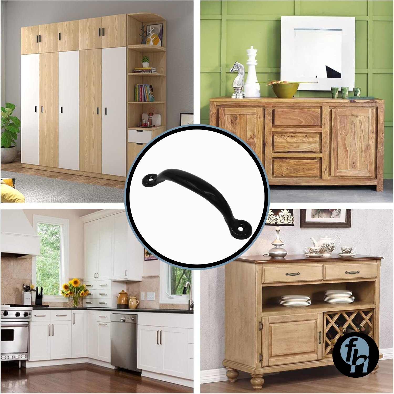 Jaladera De Puente Negro Mate No. 125 Para Mueble 1 Pieza