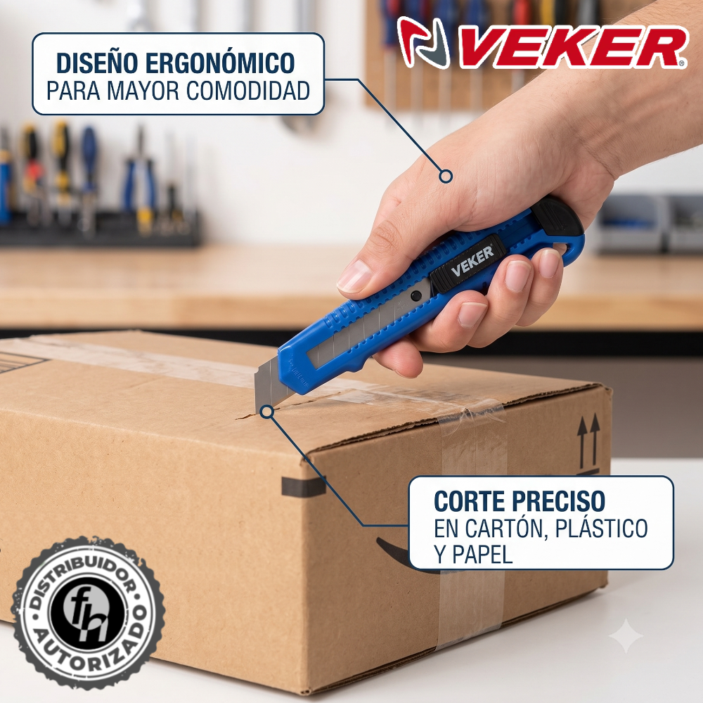 Cutter Navaja Retractil Segmentada 18mm Economico 12200 Veker 1pz