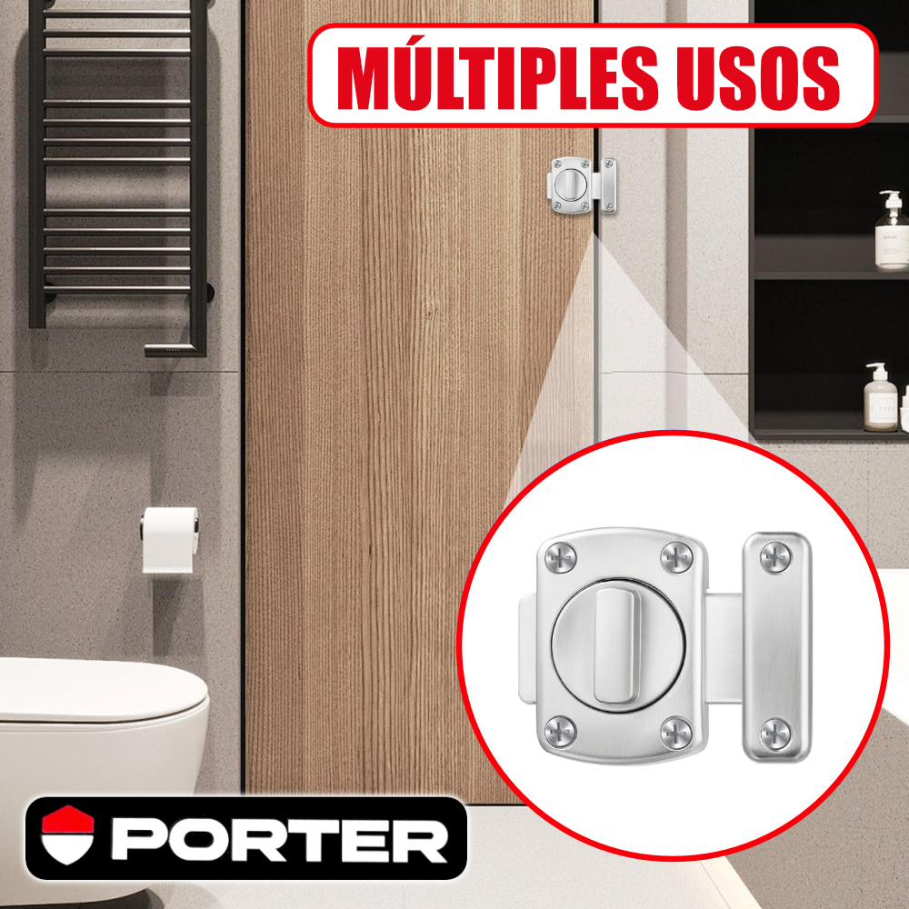 Pasador Cerrojo Giratorio De Seguridad Bidireccional 180° Níquel Con Tornillos