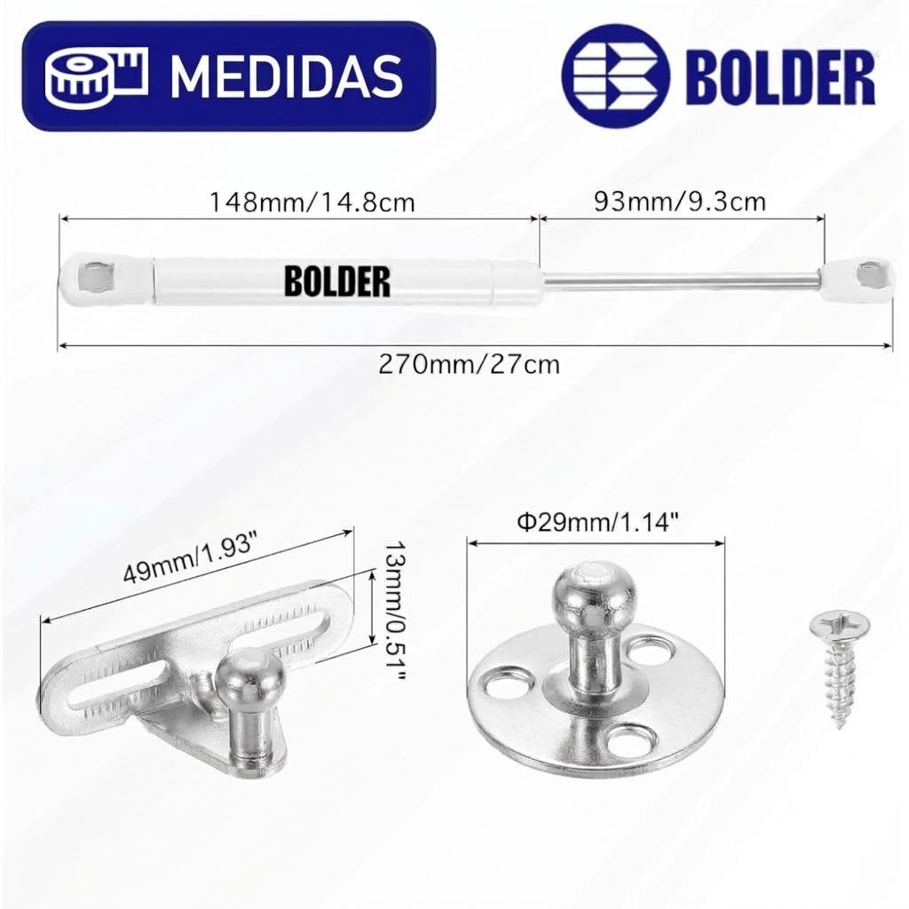 Pistón Elevable De Gas Amortiguador Para Puerta Plegable Blanco Mate