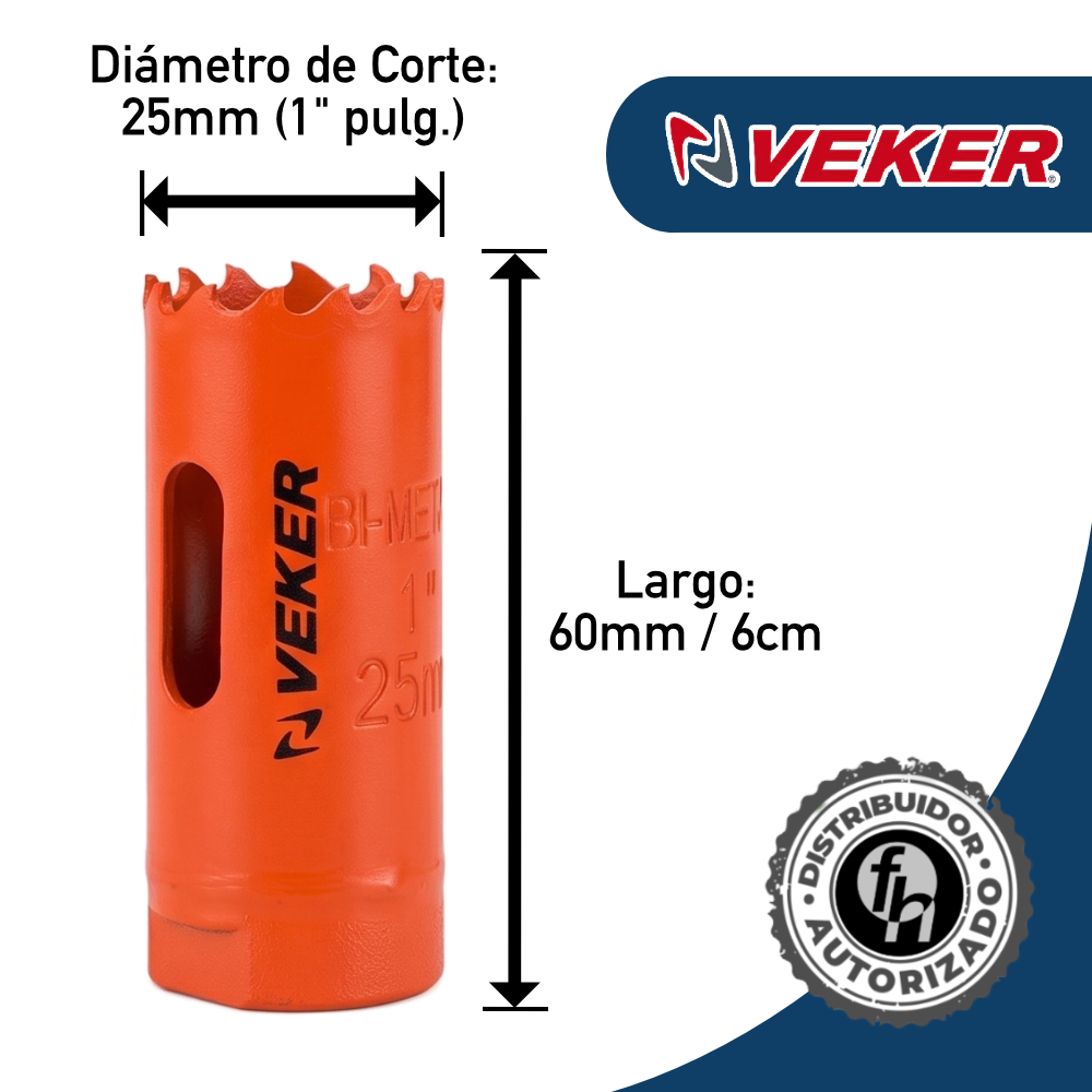 Brocasierra  de 1 Pulgada Bimetálica (25mm) Para Madera Veker 12643