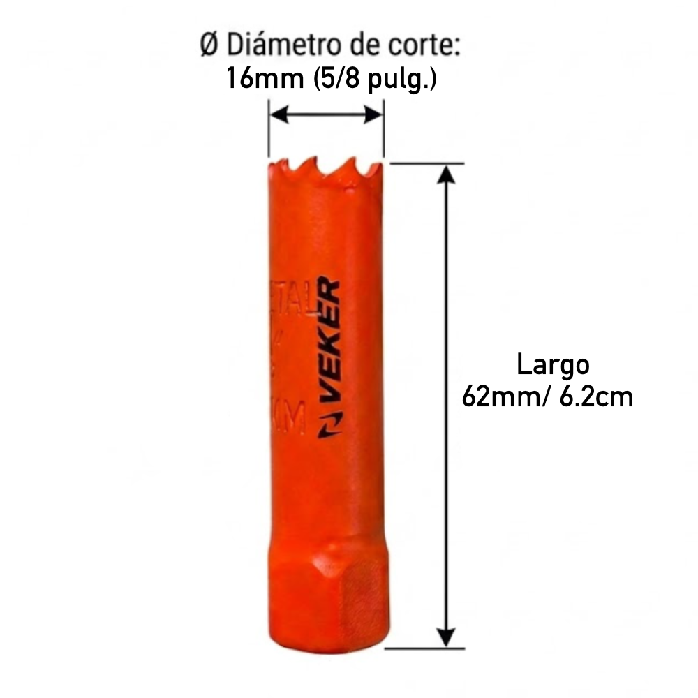 Brocasierra 5/8 Bimetálica (16mm) Para Madera Veker 12640