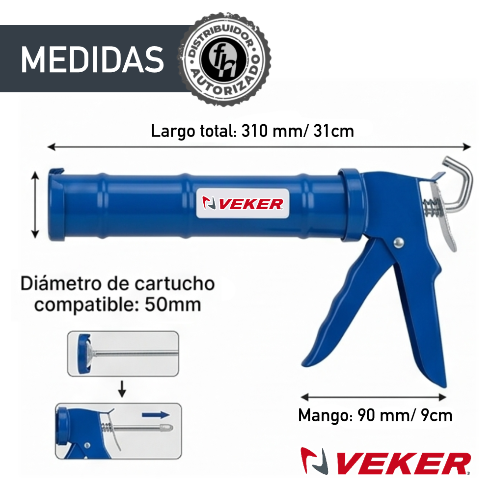Pistola Calafateadora Con Cremallera Reforzada Veker 12370