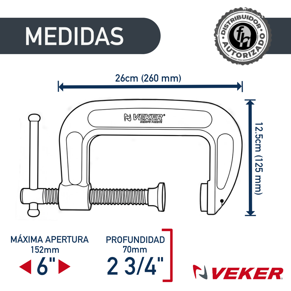Prensa De Hierro Nodular 6pulg Para Carpintería Veker 12458