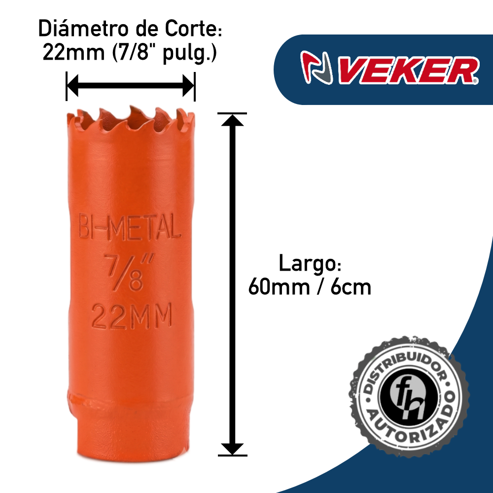 Brocasierra 7/8 Bimetálica (22mm) Para Madera Veker 12642