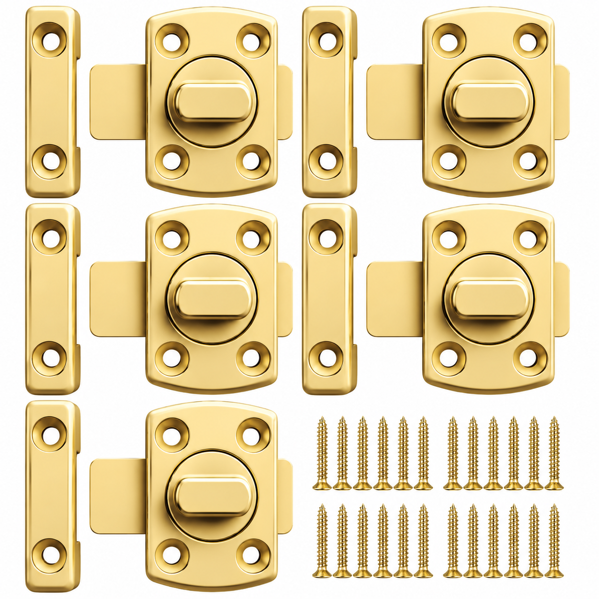 Pasador Cerrojo Giratorio De Seguridad Bidireccional 180° Dorado Con Tornillos