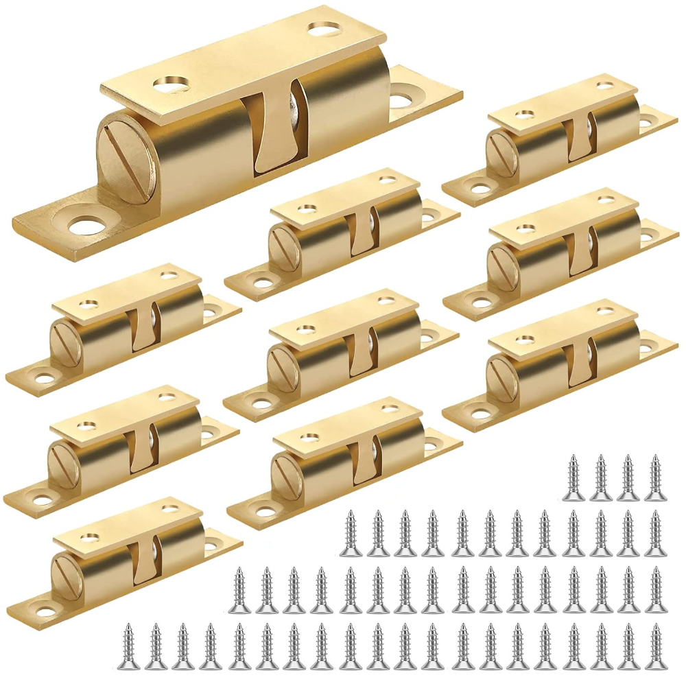 Resbalón Doble Bala Latón Brillante Mediano 48mm Broche Para Puertas Con Tornillos