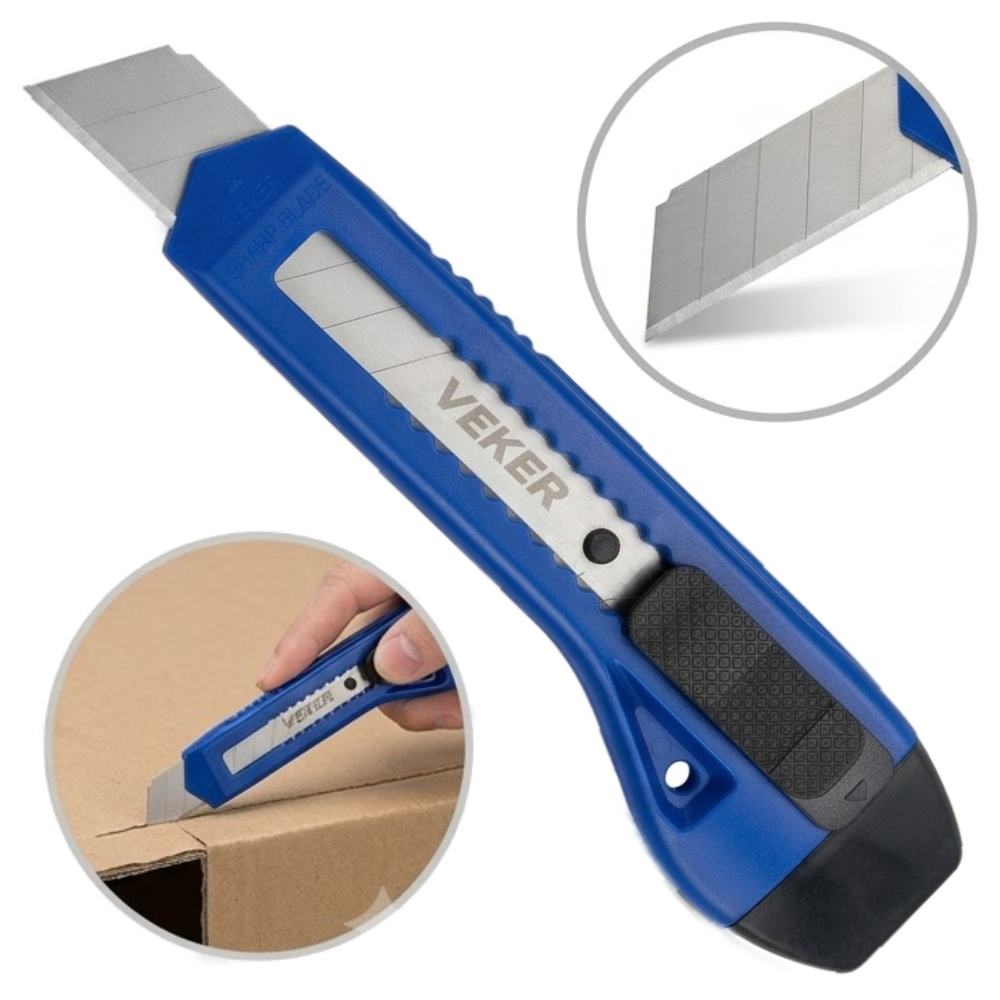 Cutter Navaja Retractil Segmentada 18mm Economico 12200 Veker 1pz