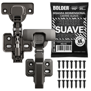 Bisagra Bidimensional 110° Cierre Suave Cobertura Completa/Recta Negro Grafito Con Tornillos