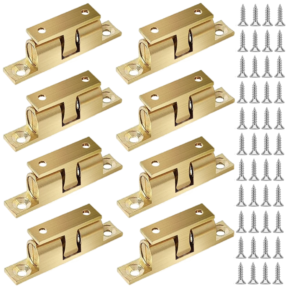Resbalón Doble Bala Latón Brillante Mediano 48mm Broche Para Puertas Con Tornillos