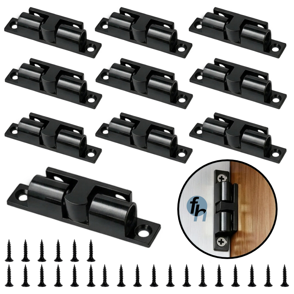 Resbalón Doble Bala Negro Chico 42mm Broche Para Puertas Con Tornillos