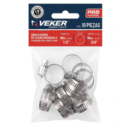 Mini Abrazadera Reforzada 12582 Acero Inox 1/2 - 3/4 Veker 10pzas