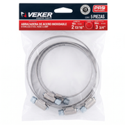Abrazadera Reforzada Acero Inoxidable 72 - 95 mm (5 piezas) Veker 12599