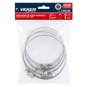 Abrazadera Reforzada Acero Inoxidable 65 - 89 mm (5 piezas) Veker 12598