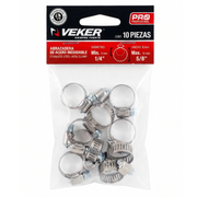 Mini Abrazadera Reforzada 12580 Acero Inox 1/4 - 5/8 Veker 10 pzas