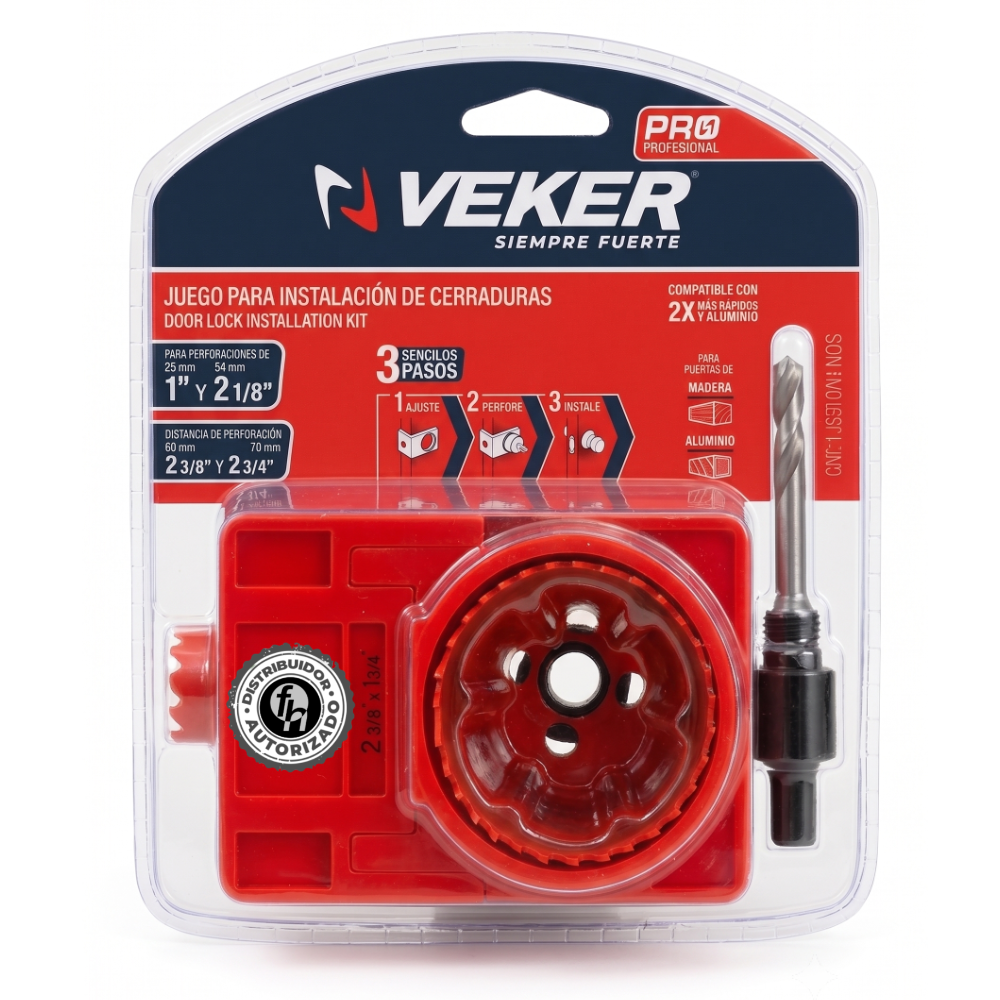 Kit Para Instalar Cerraduras Chapas Ajustable Veker 12637
