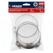 Abrazadera Reforzada Acero Inoxidable 67 - 83 mm (5 piezas) Veker 12597
