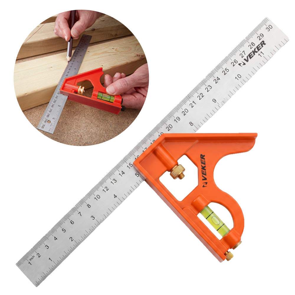 Escuadra Combinación 30cm Ángulos y Nivel Carpintero 12236