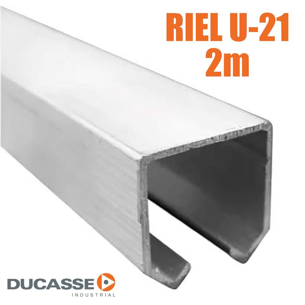 Riel Para Puerta U-21 Aluminio Ducasse 1 Tramo 2 Metros