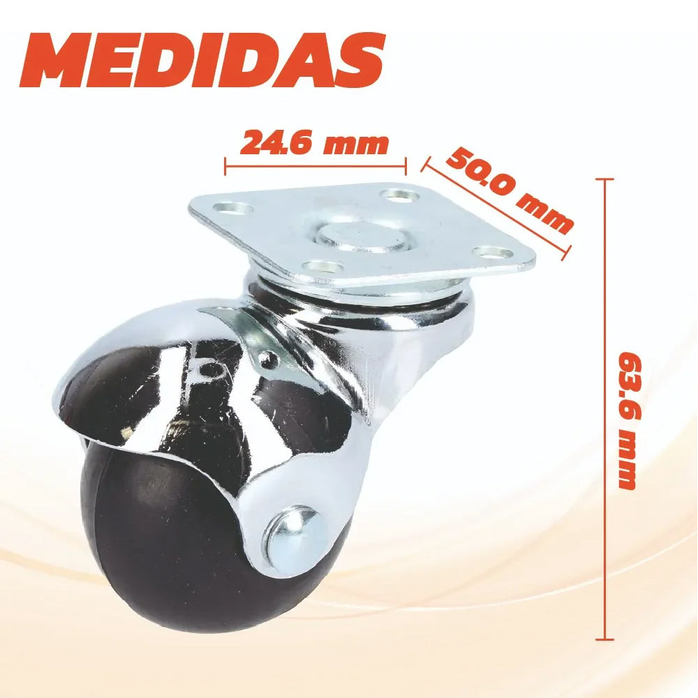 Rodaja Bola Giratoria 50 mm Con Placa Tycon