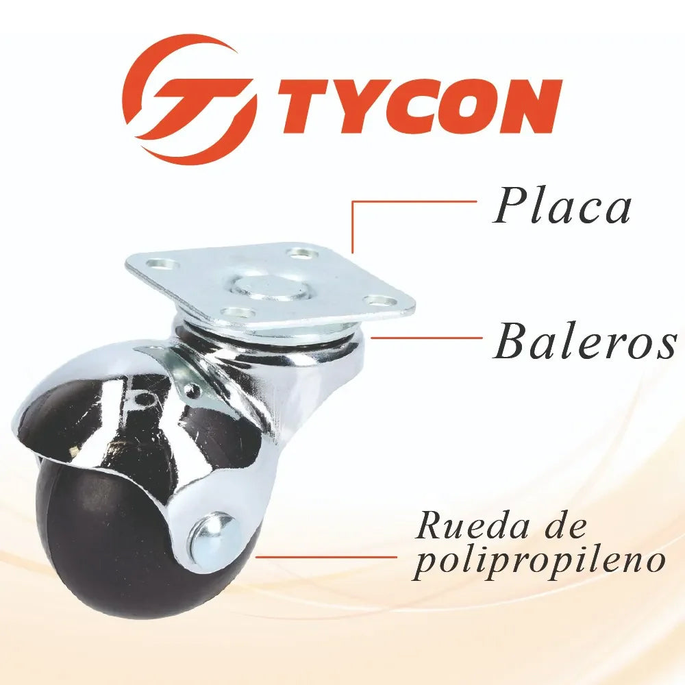 Rodaja Bola Giratoria 50 mm Con Placa Tycon