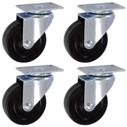 Rodaja Plana Giratoria Hule Con Placa Galvanizada 4 Piezas