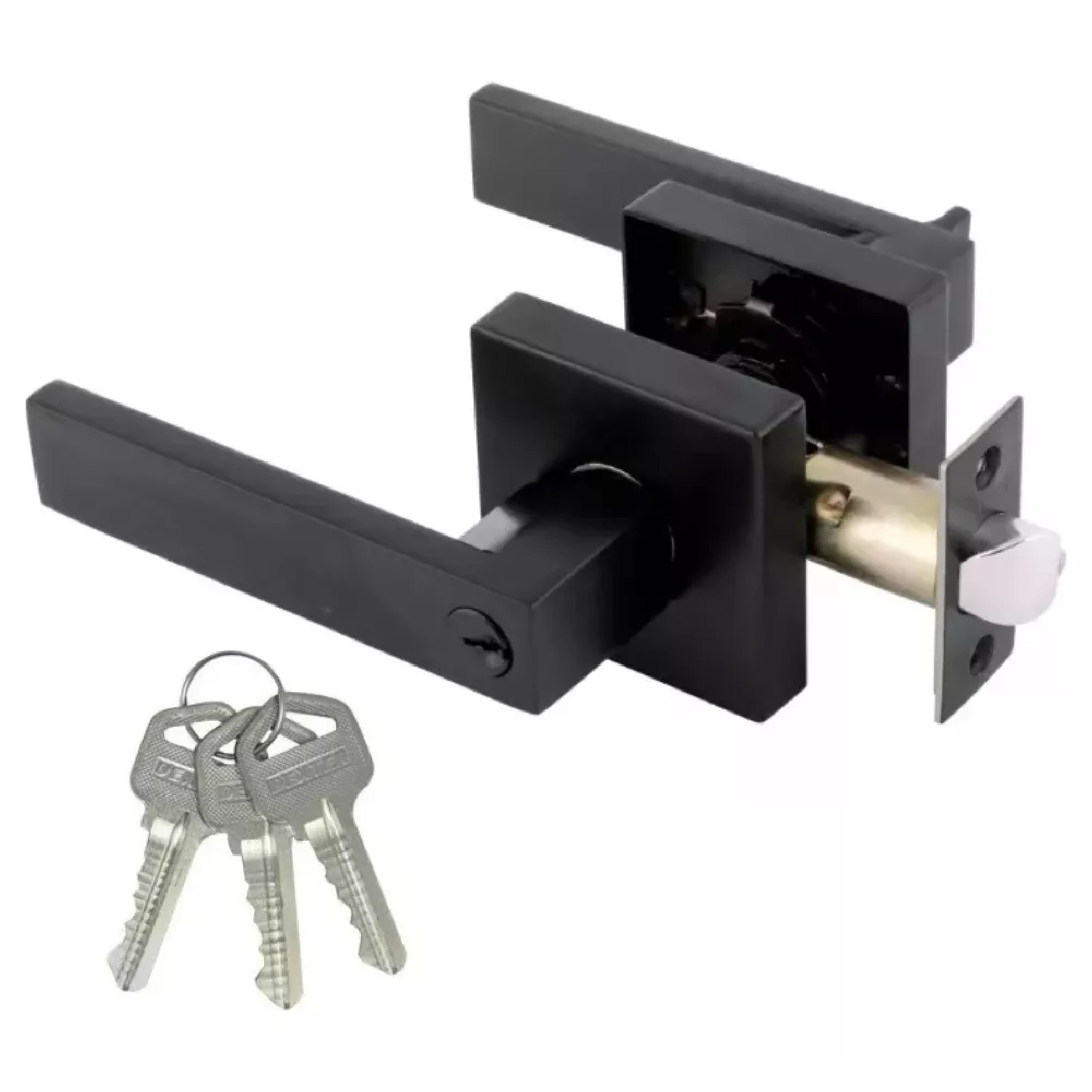 Cerradura Manija Cuadrada Puerta Recámara Negro Mate 65182 Dexter