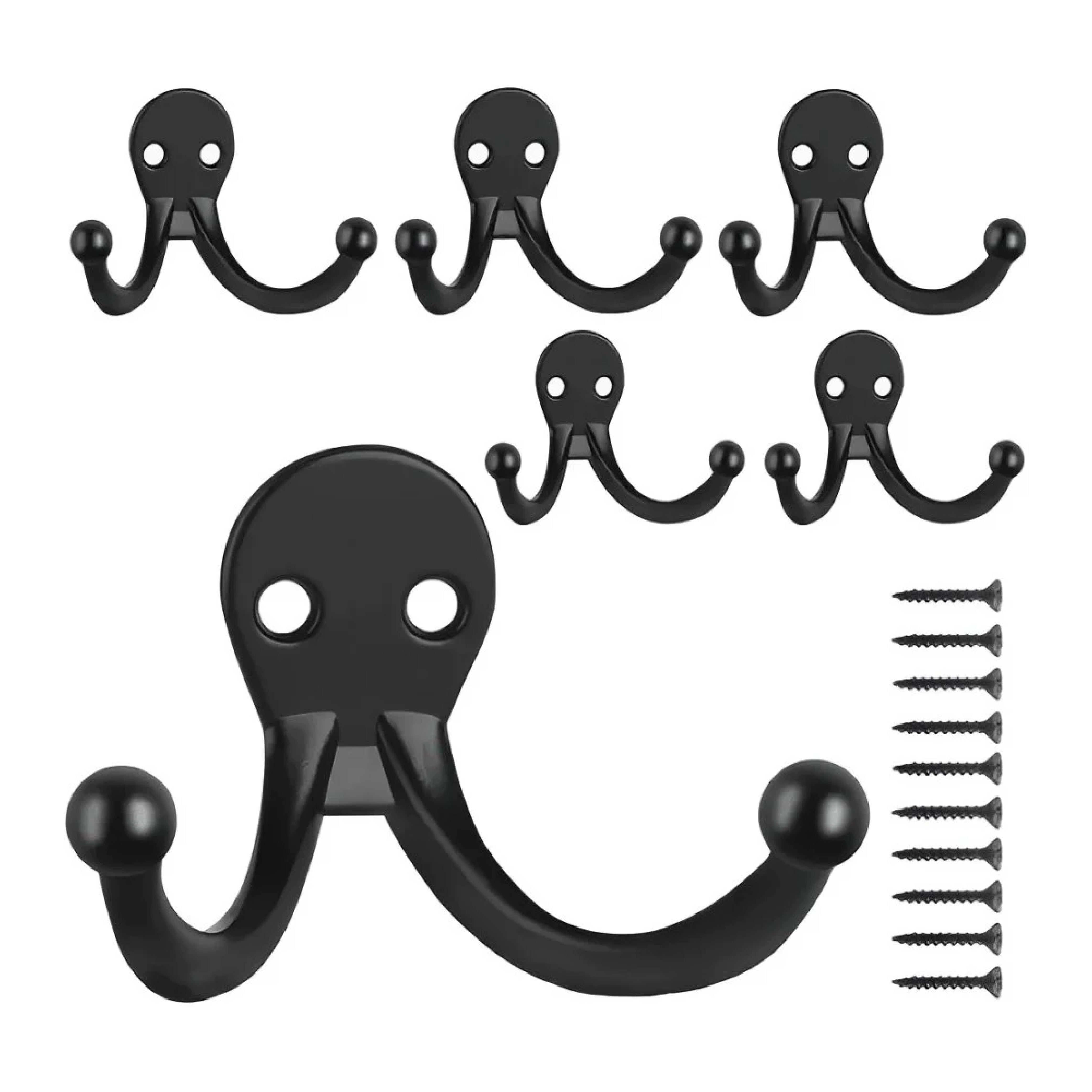 Gancho Perchero Doble Para Pared Negro Mate Handy Home