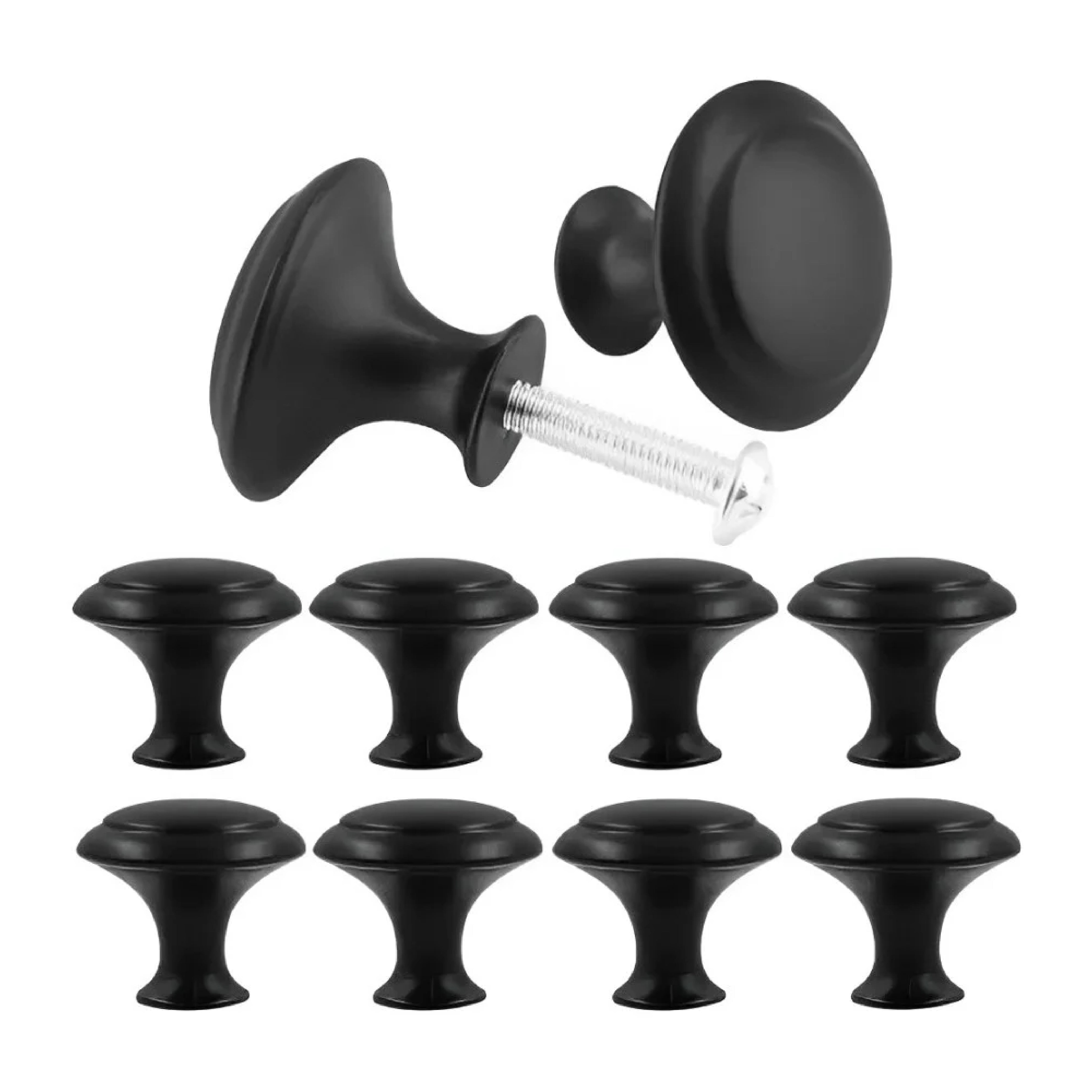 Jaladera De Botón Modelo "G" Negro Mate Con Tornillo