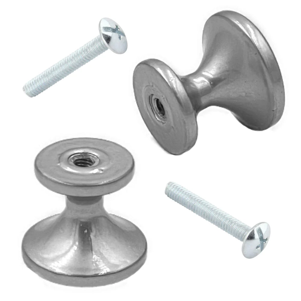 Botón Cromo Satinado Con Tornillo 7568 25 mm