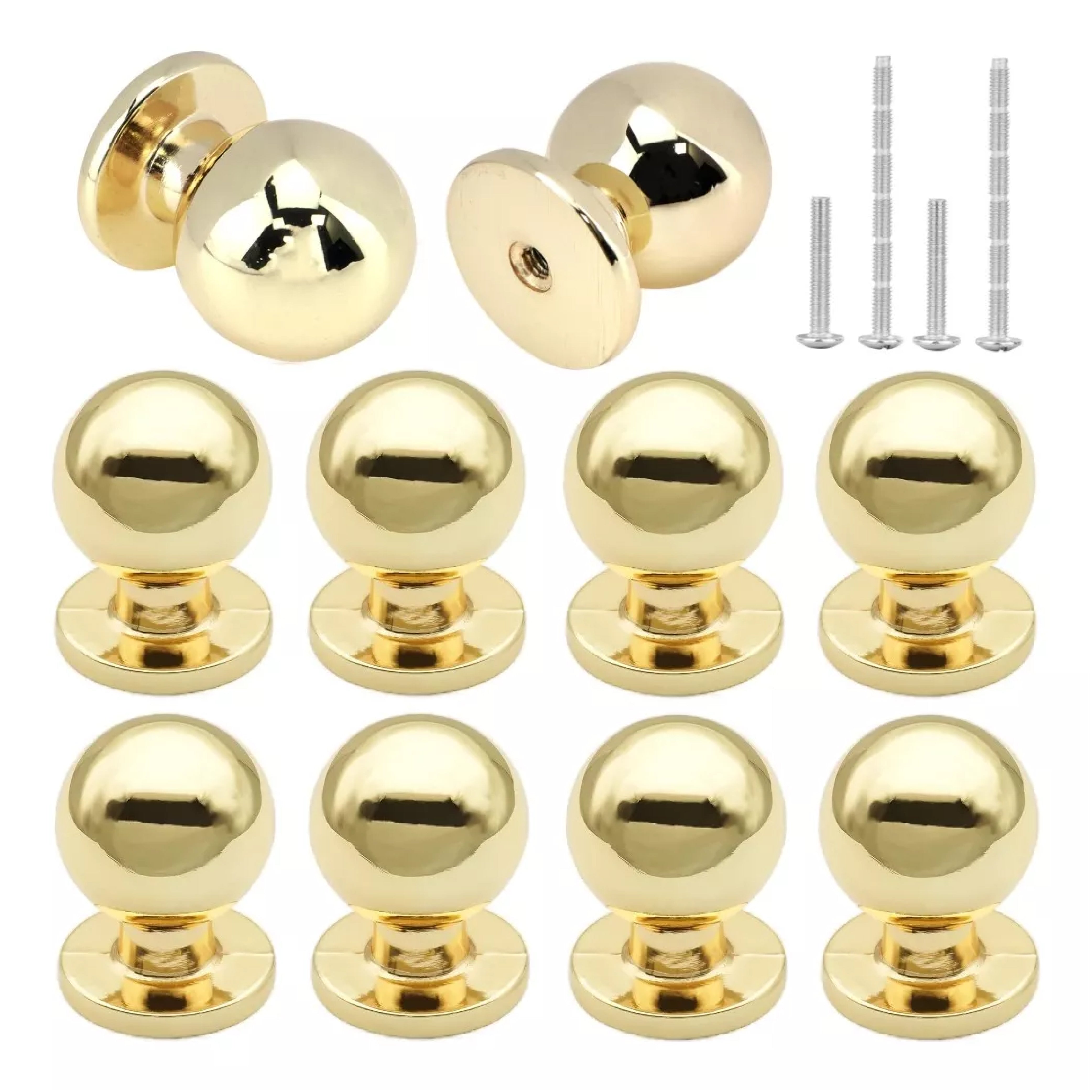Jaladera De Botón Esfera Latón Brillante Con Tornillos