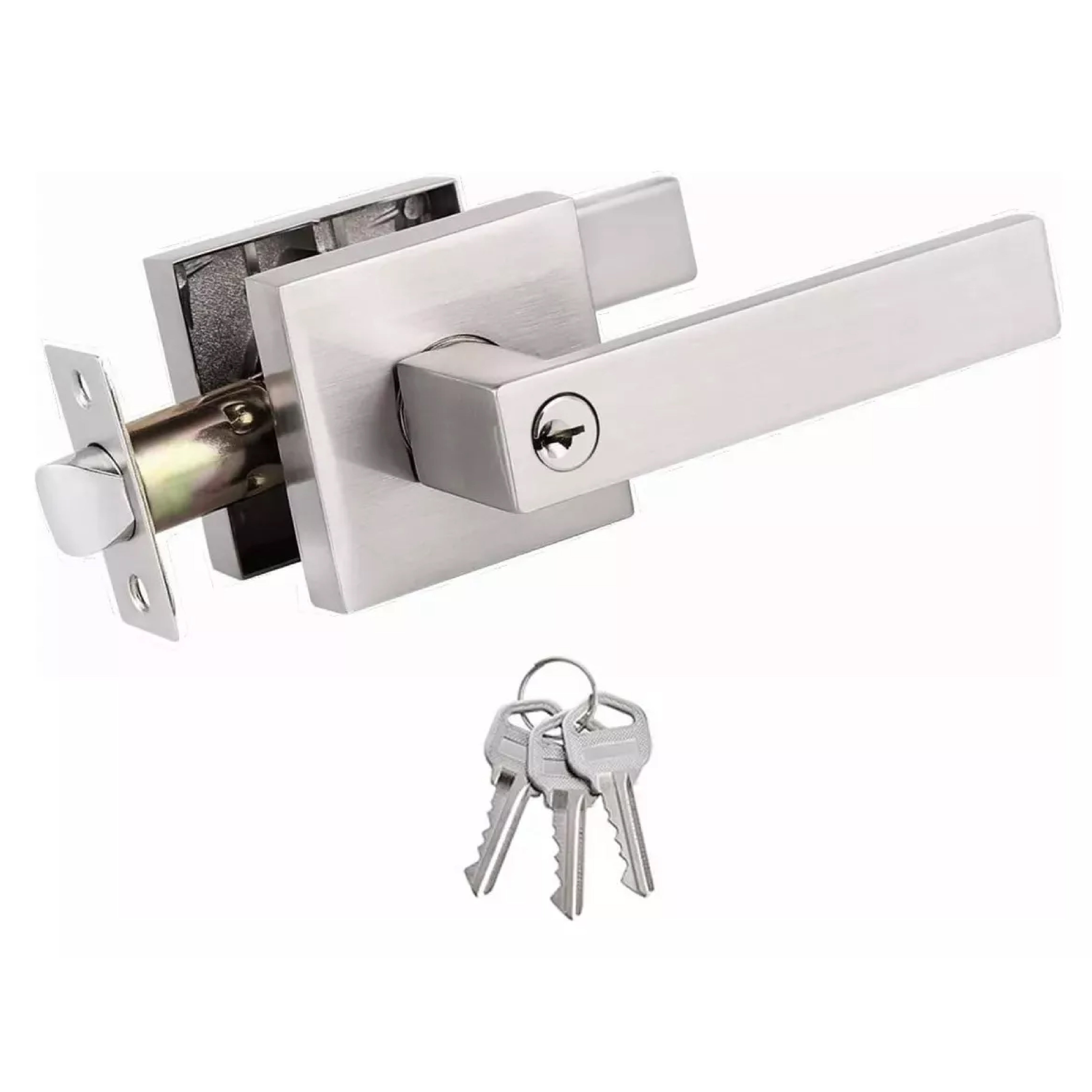 Cerradura Manija Cuadrada Puerta Recámara Níquel Satinado 65902 Dexter