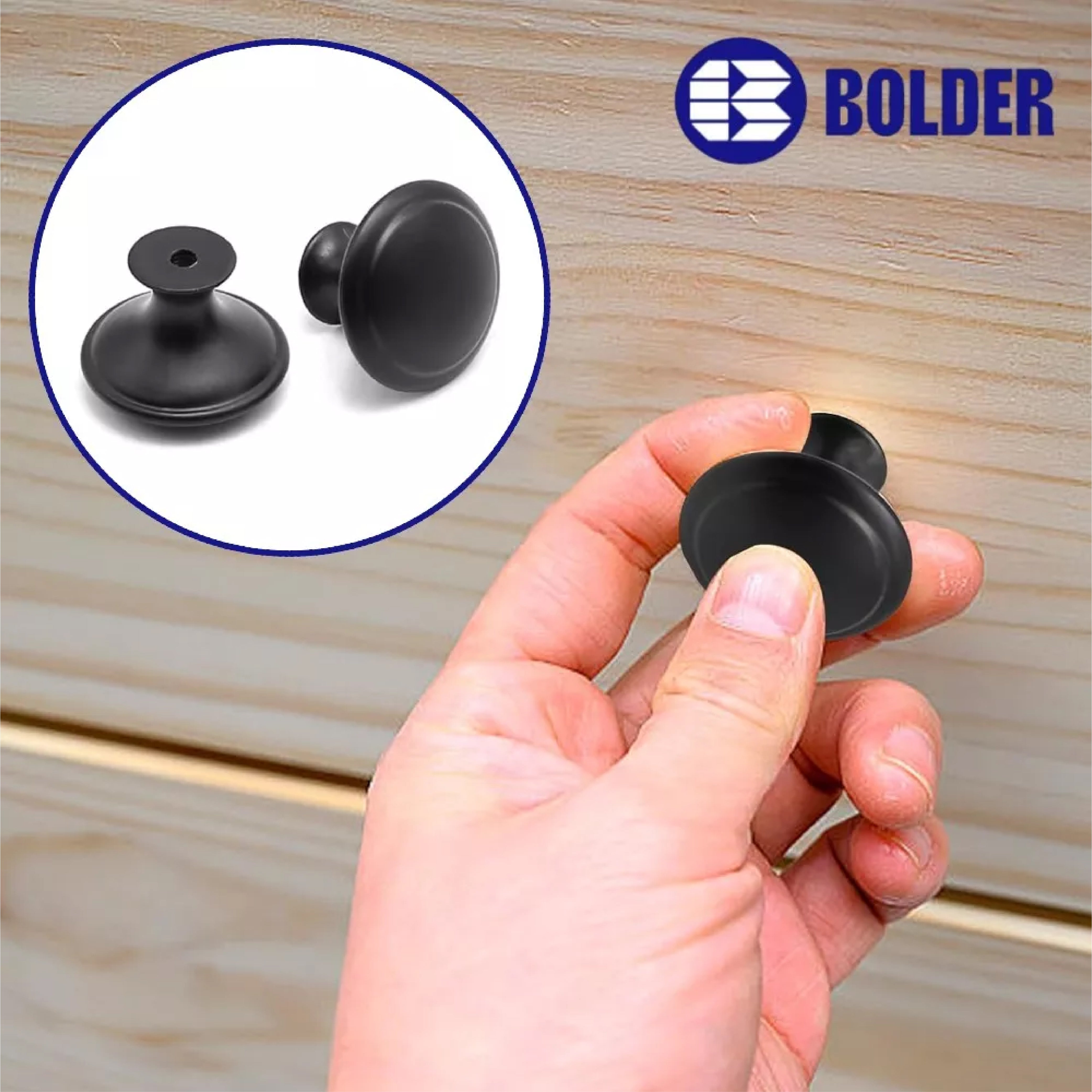 Jaladera De Botón Modelo "G" Negro Mate Con Tornillo