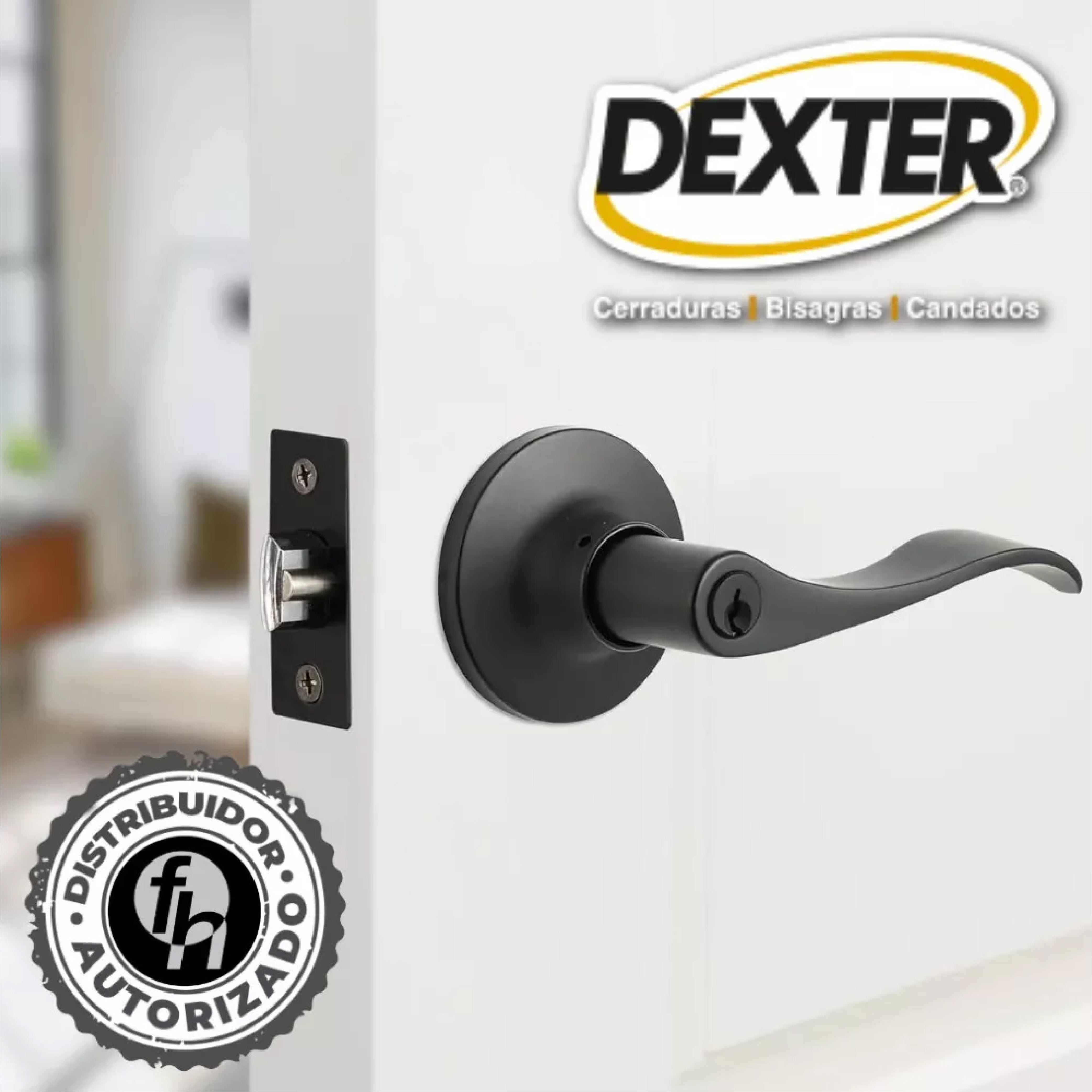 Cerradura Mercurio Negro Mate Puerta Recámara 5822 Dexter