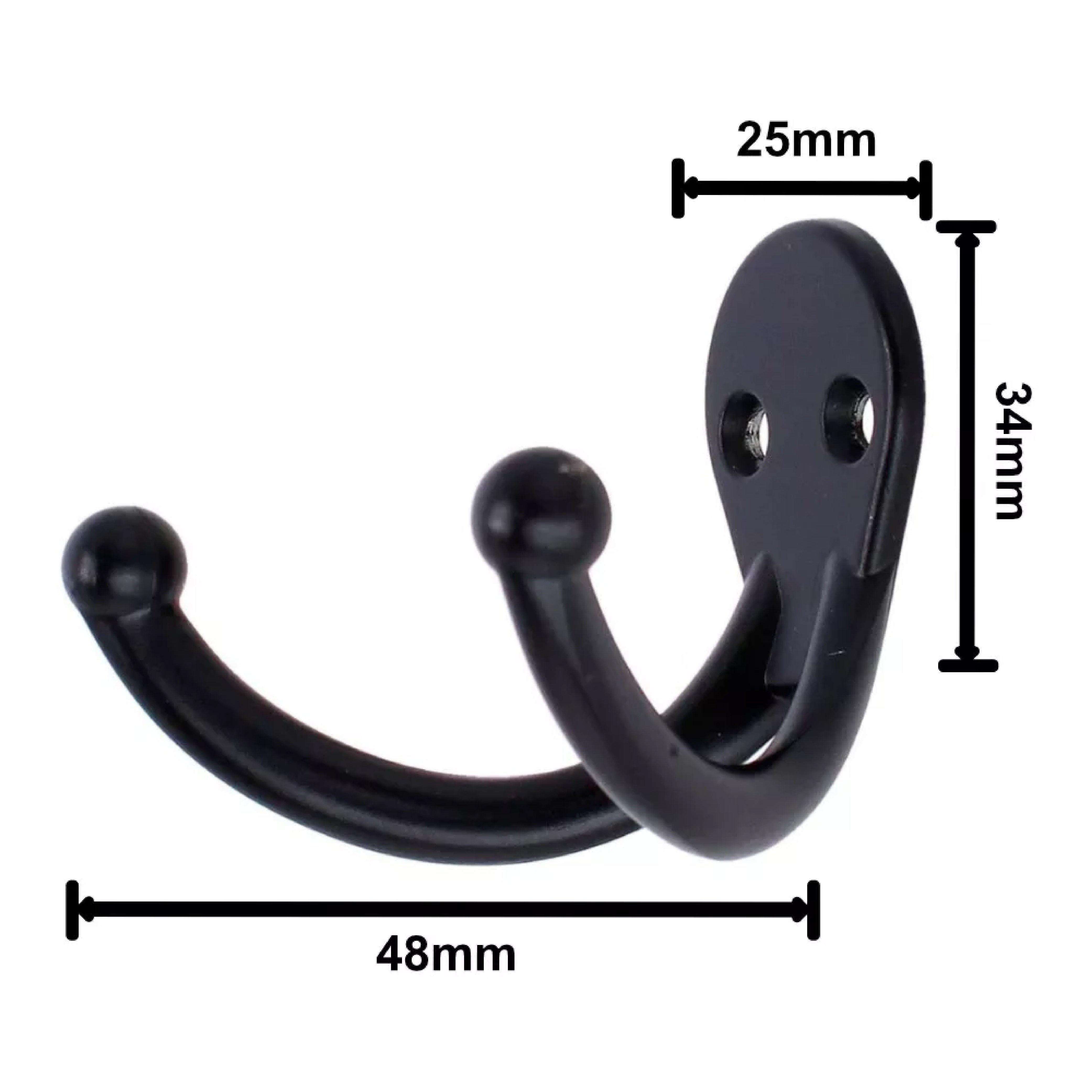 Gancho Perchero Doble Para Pared Negro Mate Handy Home