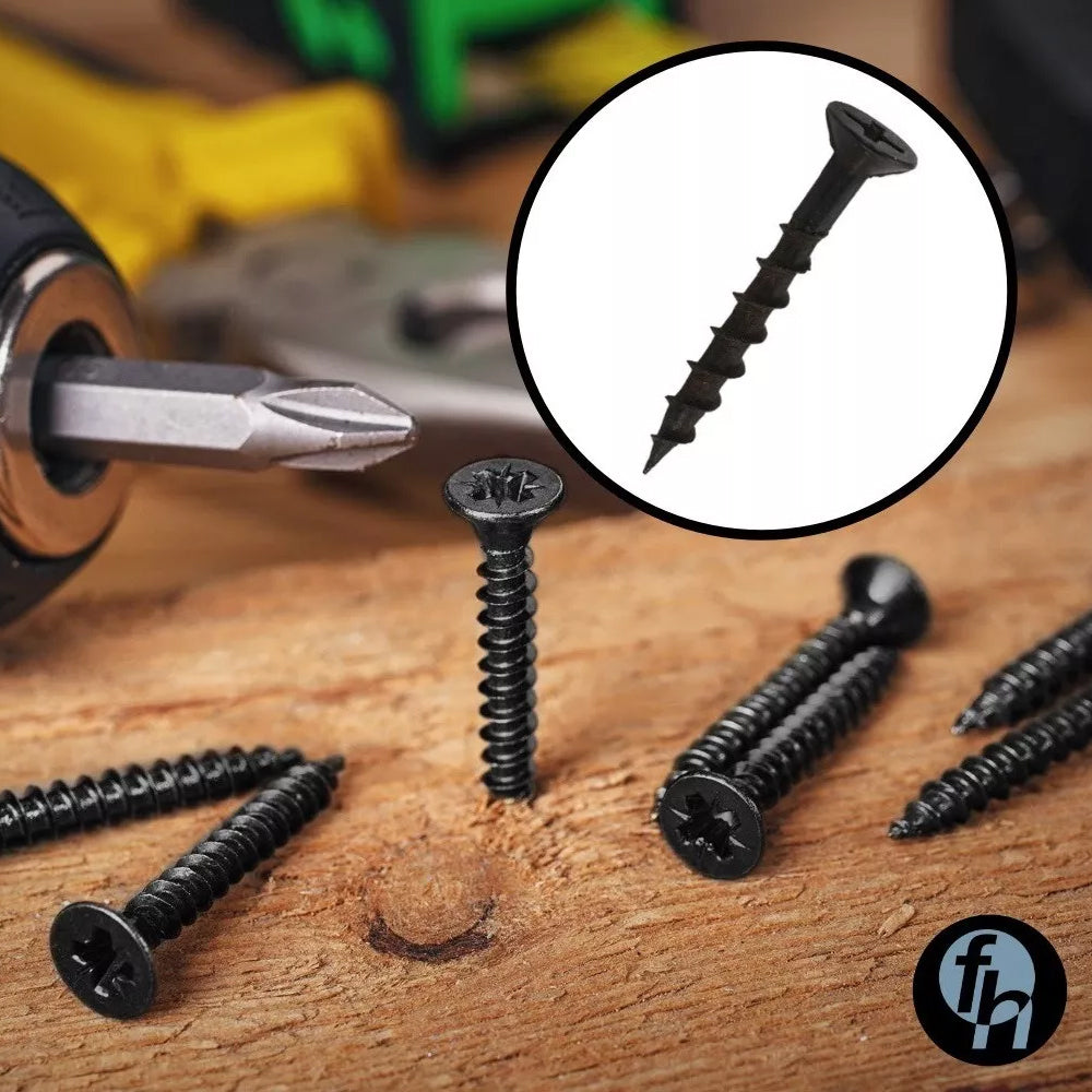 Tornillo Para Madera Aglomerado Negro 12x2 1/2'' Cruz Plana