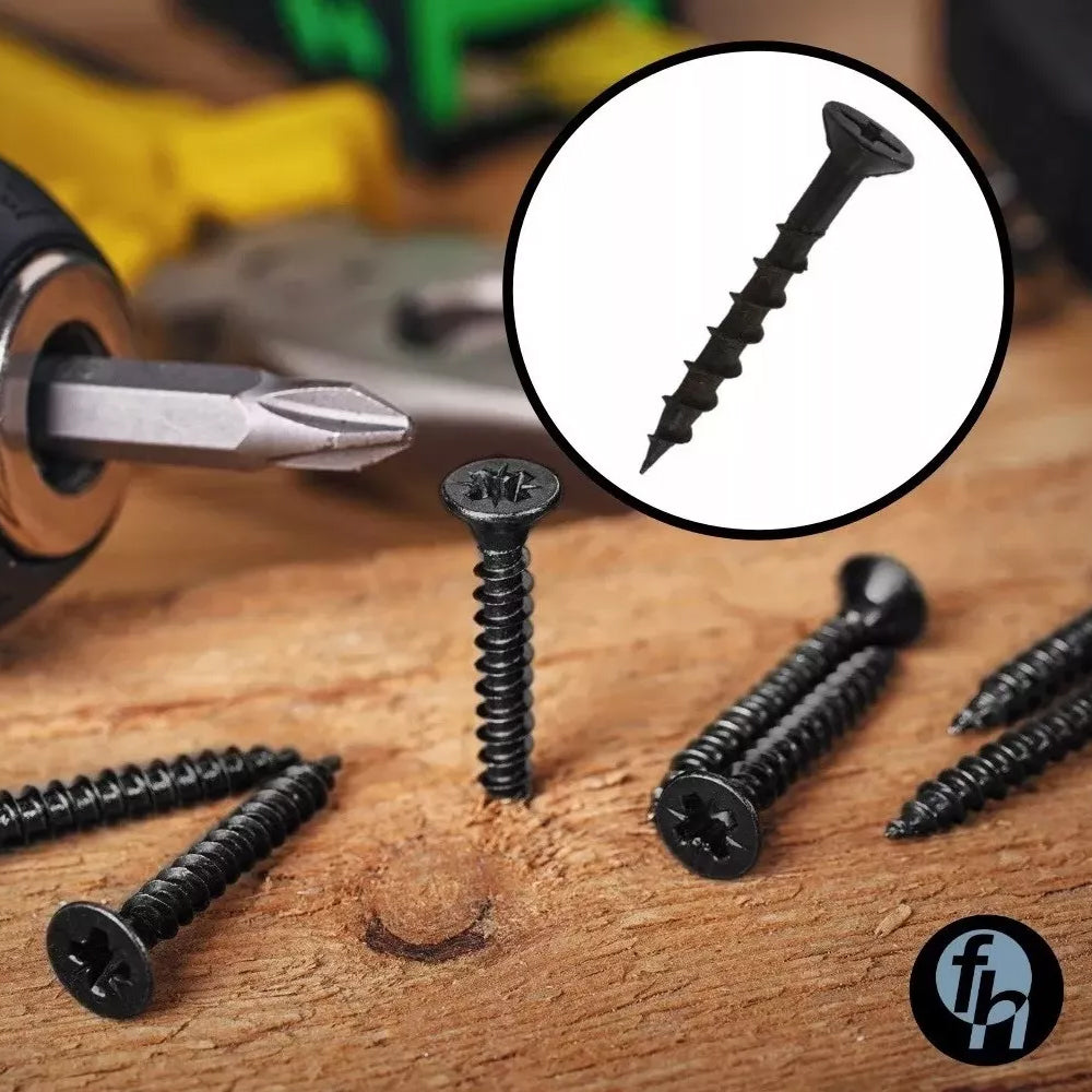 Tornillo Para Madera Aglomerado Negro 8x1 1/2'' Cruz Plana