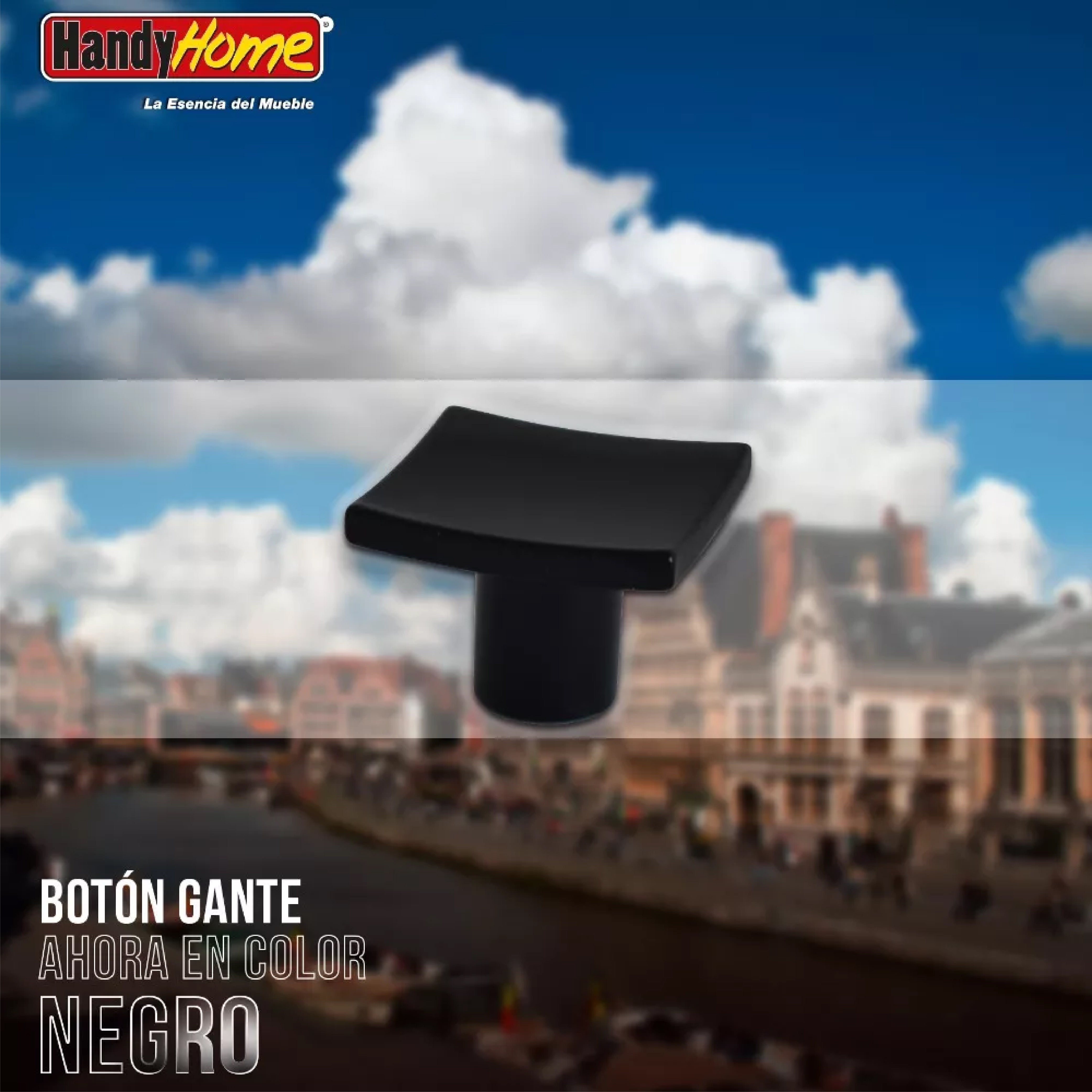 Jaladera De Botón Negro Mate Gante Handy Home