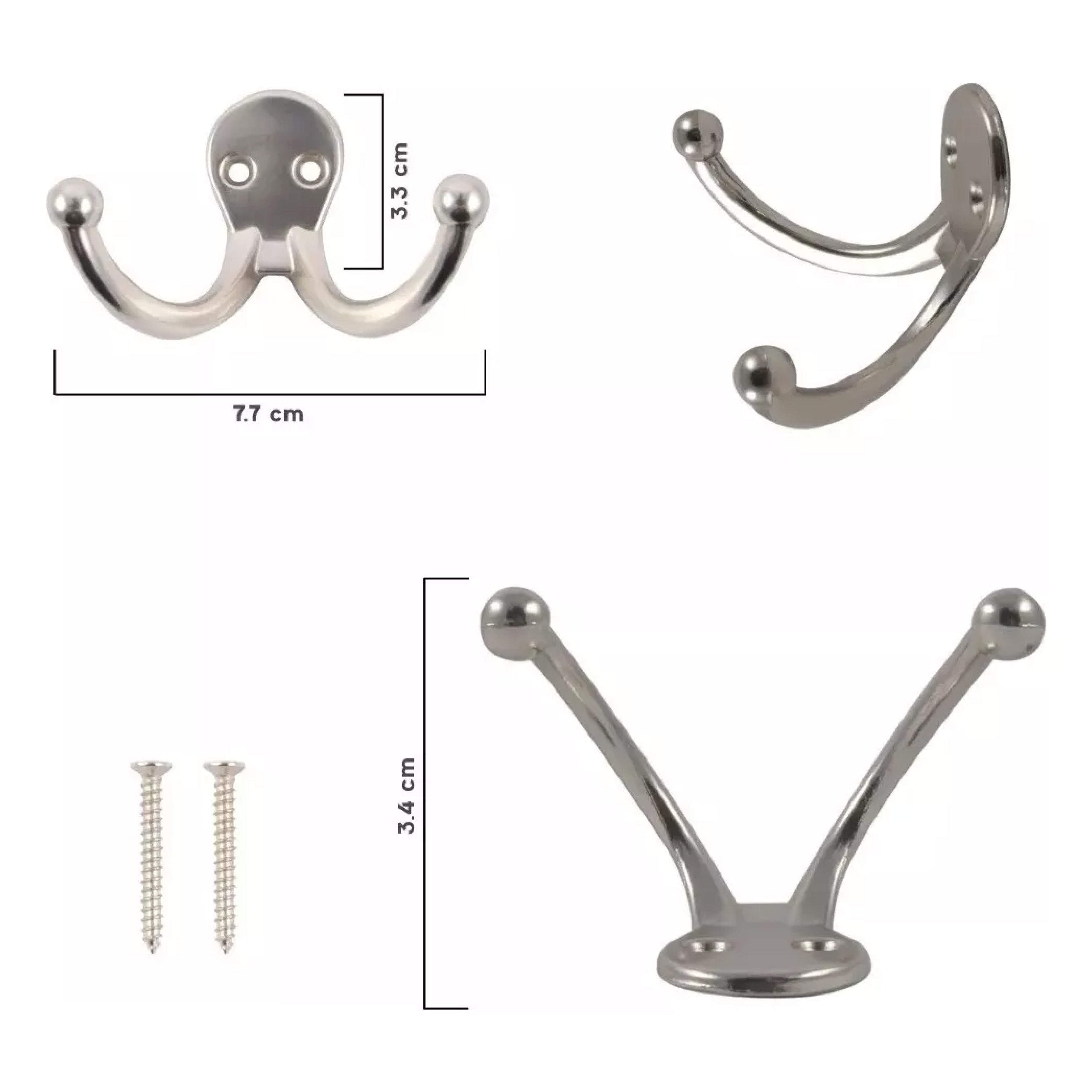Gancho Perchero Doble Para Pared Níquel Satinado Handy Home