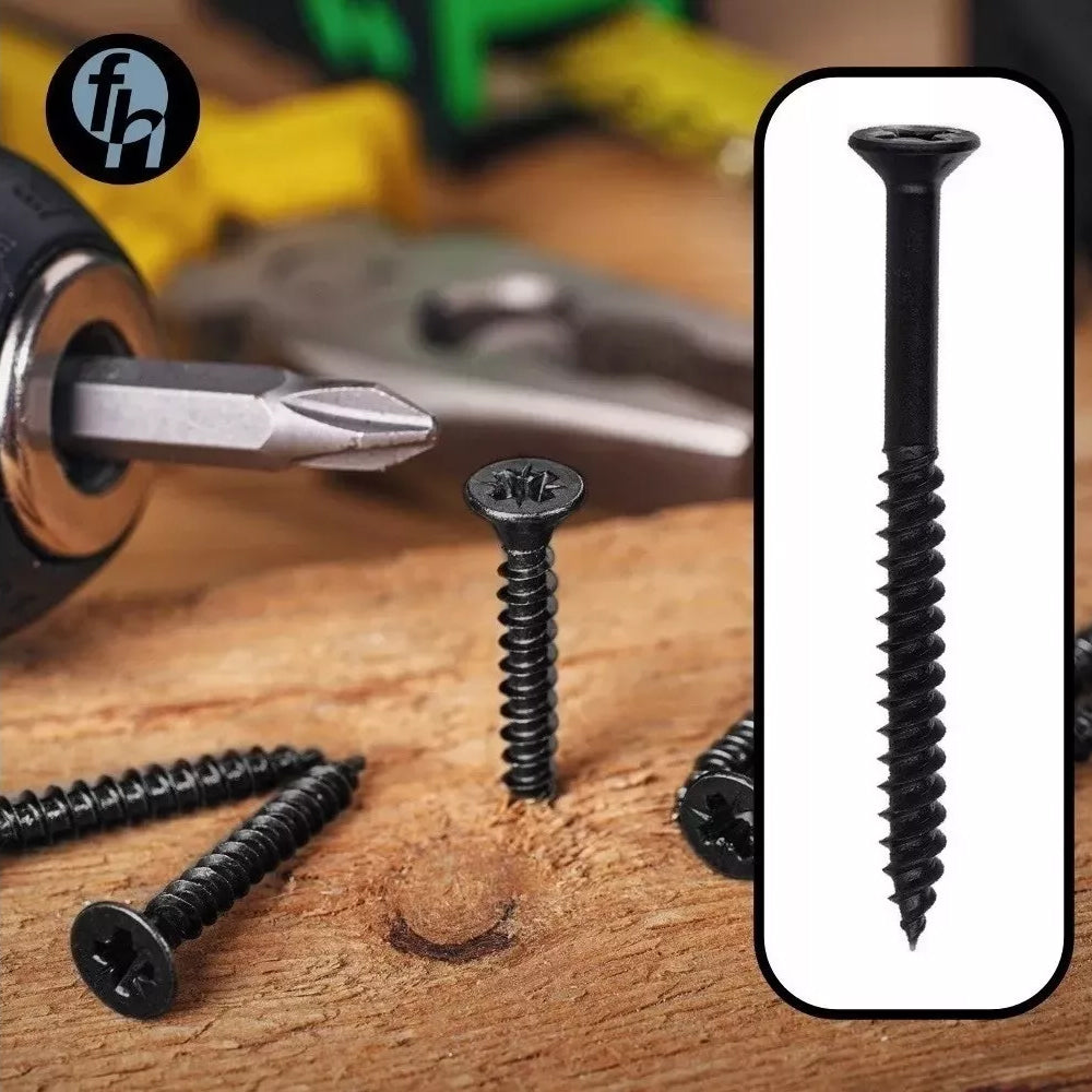 Tornillo Para Madera Aglomerado Negro 14x4'' Cruz Plana
