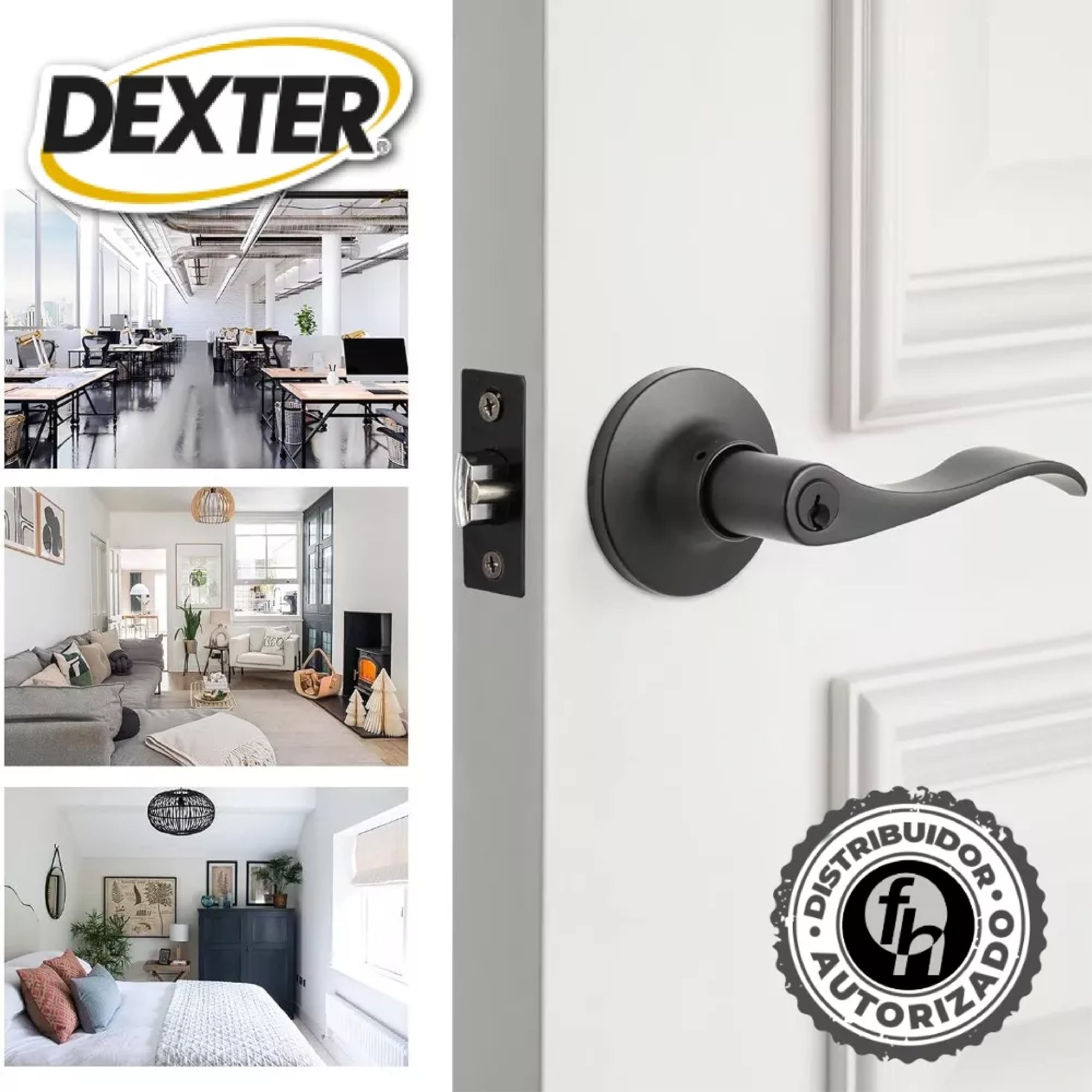 Cerradura Mercurio Negro Mate Puerta Recámara 5822 Dexter