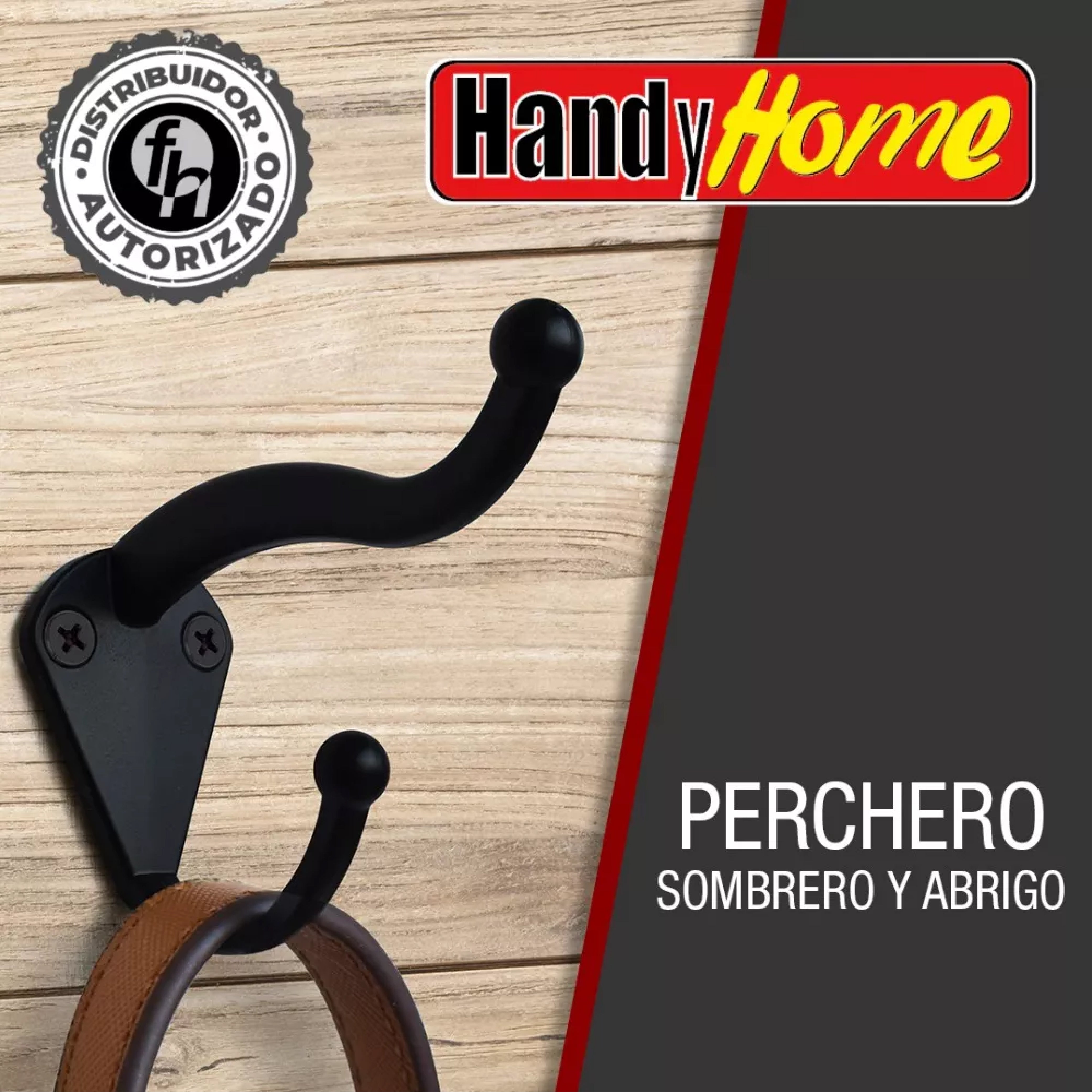 Gancho Perchero Largo y Corto Negro Mate Handy Home