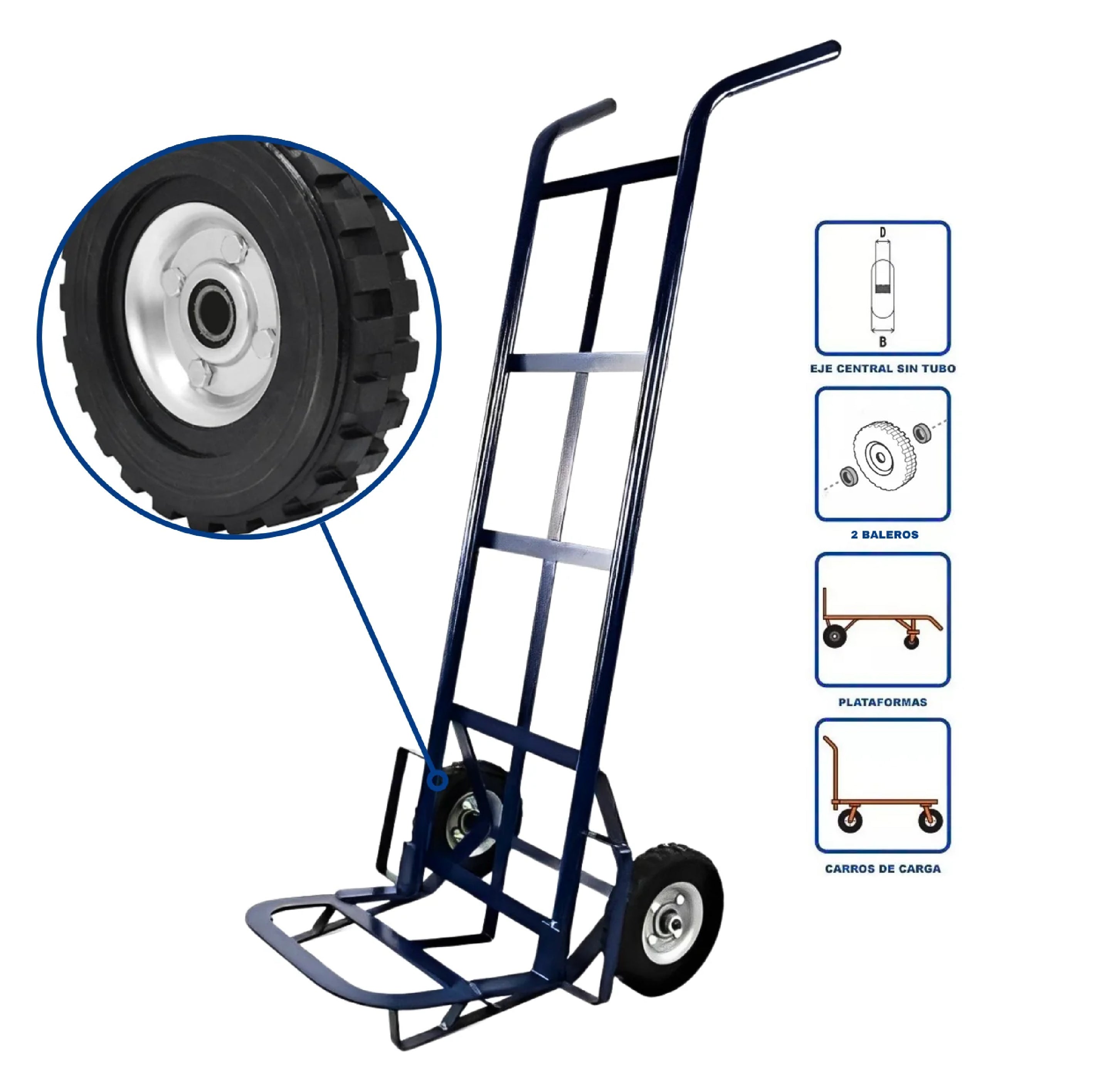 Rueda Para Diablo De Hule Con 2 Baleros y Rin De Lámina