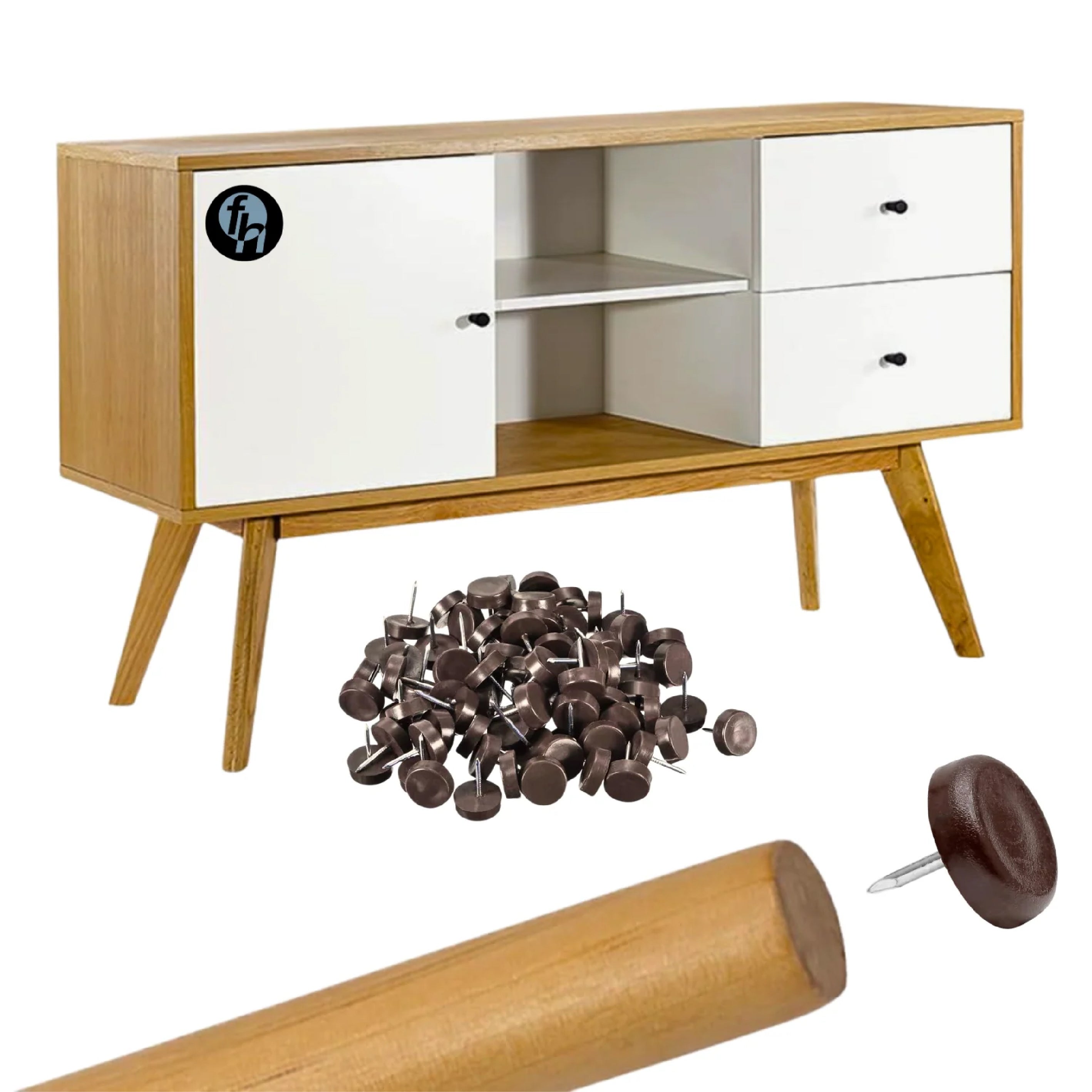 Resbalón Regatón De Plástico Con Clavo 19 mm Café 100 Piezas