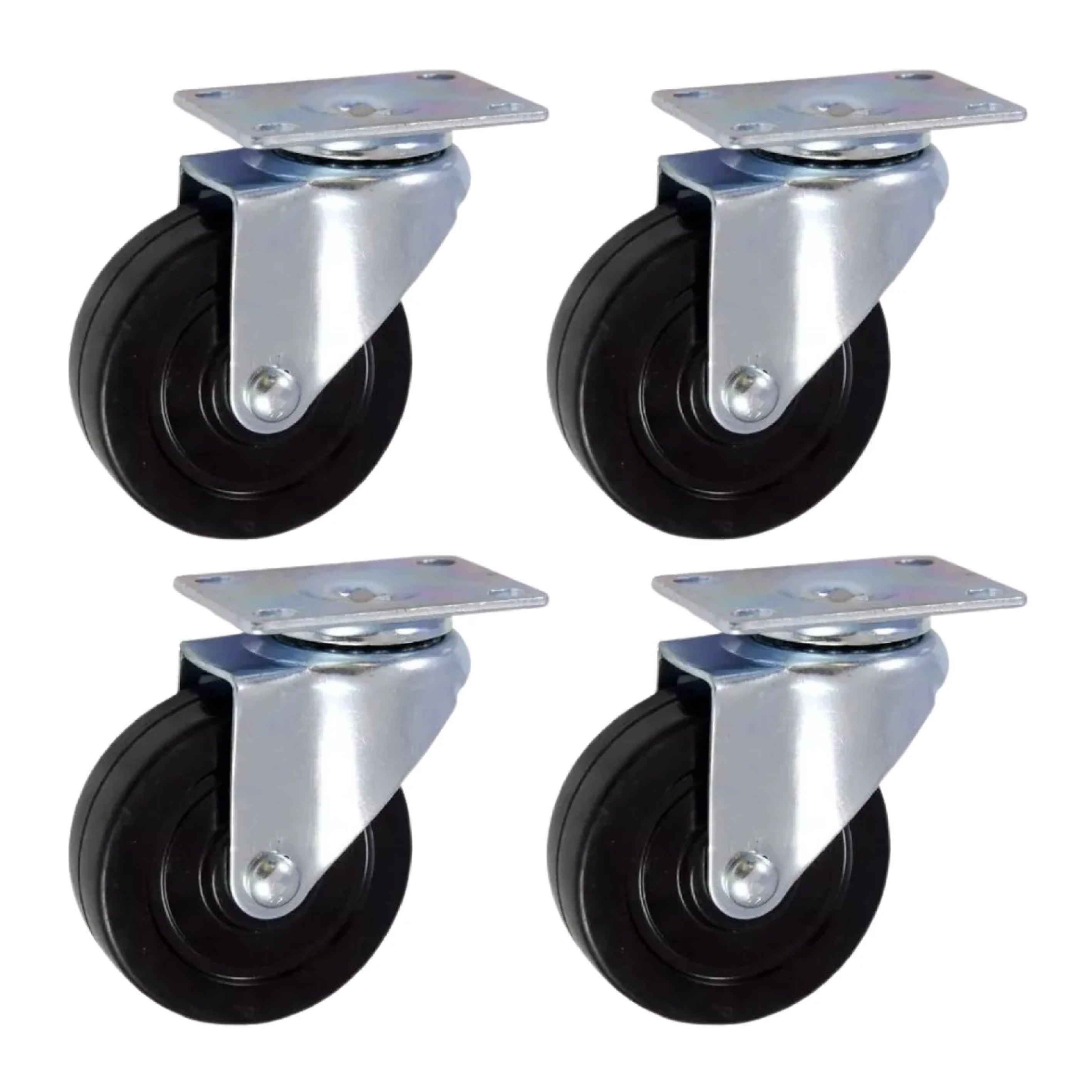 Rodaja Plana Giratoria Hule Con Placa Galvanizada 4 Piezas