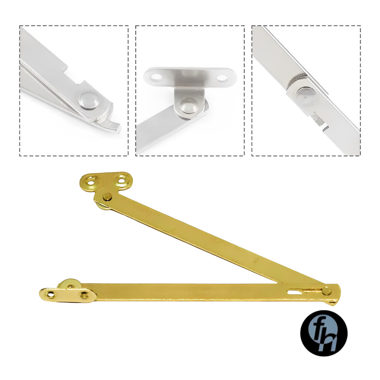 Bisagra Soporte Consola Latón Brillante Para Tapa De Puerta Gabinetes