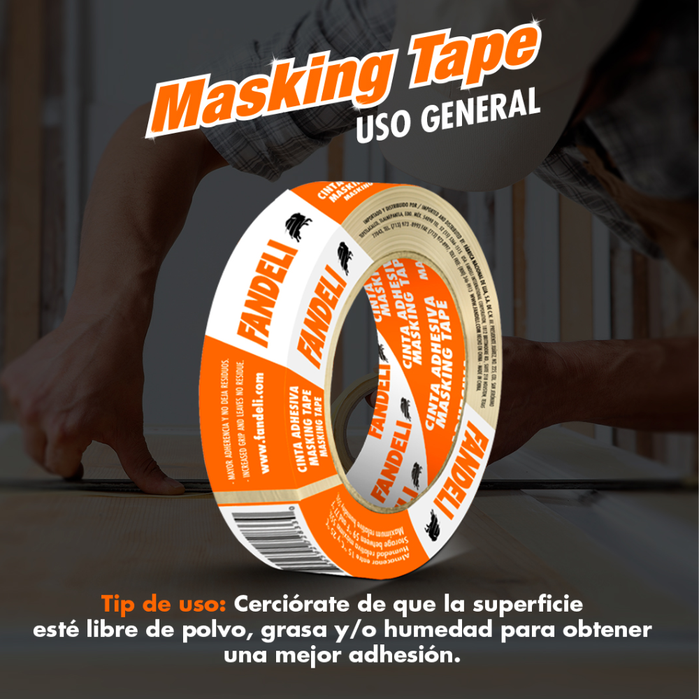 Cinta Masking Tape 18 mm x 50 m Multiusos Fandeli 72161